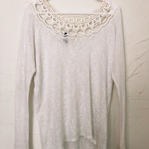 MITTOSHOP | long sleeve white tee with lace design